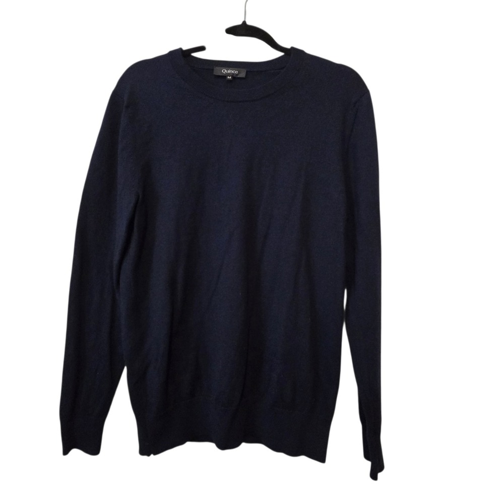 Quince 100% Merino Wool Crew Neck Sweater Womens L Navy Classic Long Sleeve